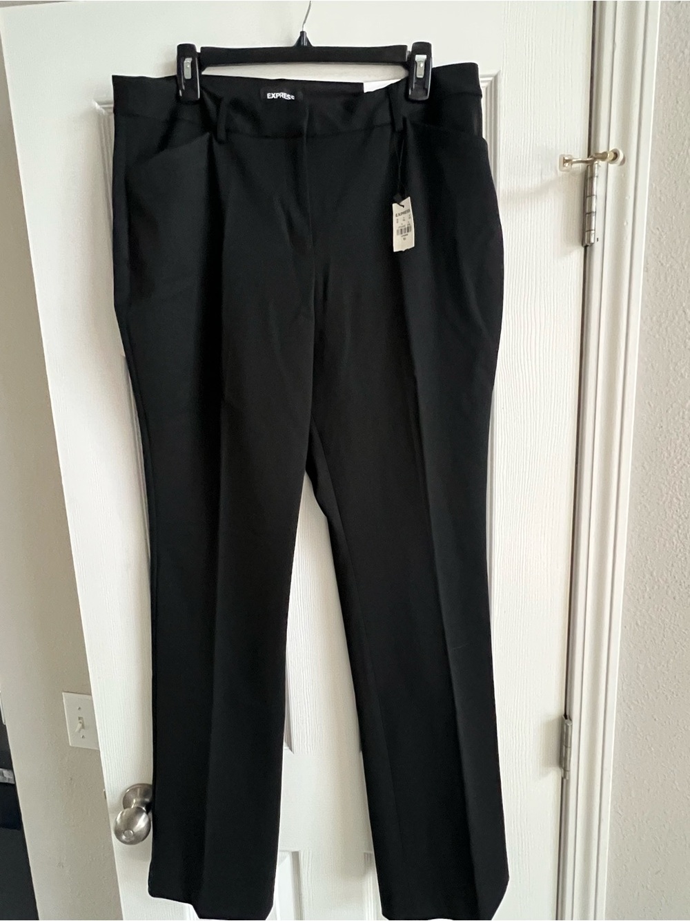 Express Black Mid-Rise Straight-Leg Trousers